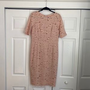 Ellen Tracy Blush Color Floral Lace Dress Size 12